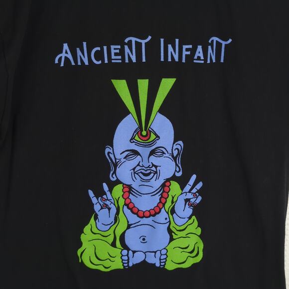 Ancient Infant Trippy Graphic Tee Black Short Sleeve Unisex Psychedelic T-Shirt - Picture 2 of 3